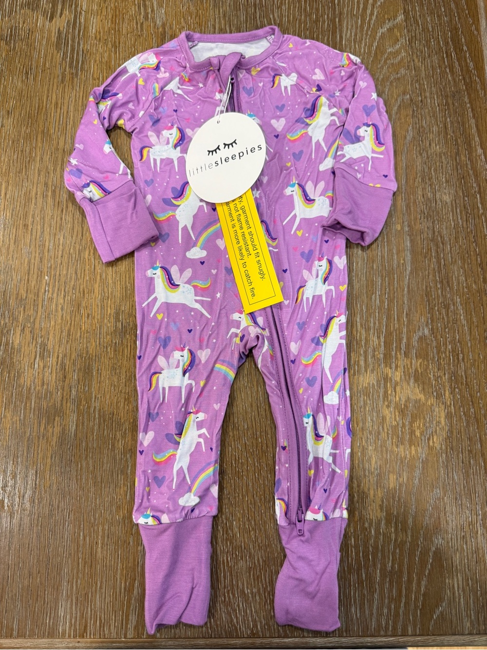 Little Sleepies Bamboo Purple Unicorn Print One-Piece